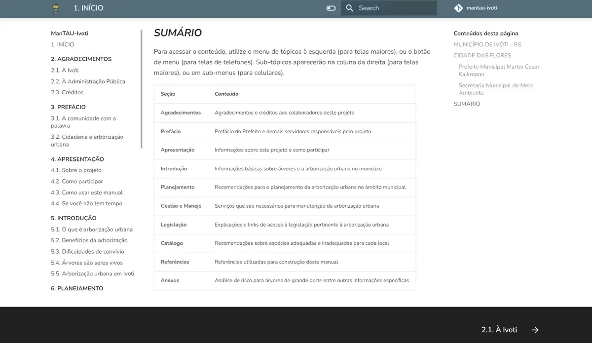 screenshot de uma das webpages do projeto ManTAU